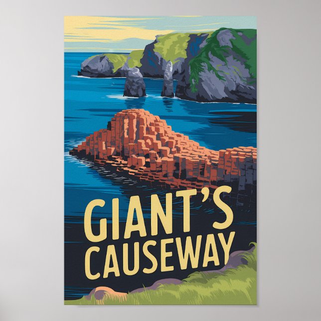 Giant's Causeway Ireland Travel Art Vintage Poster (Front)