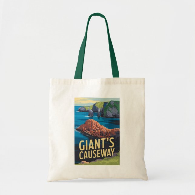 Giant's Causeway Ireland Travel Art Vintage Tote Bag (Front)