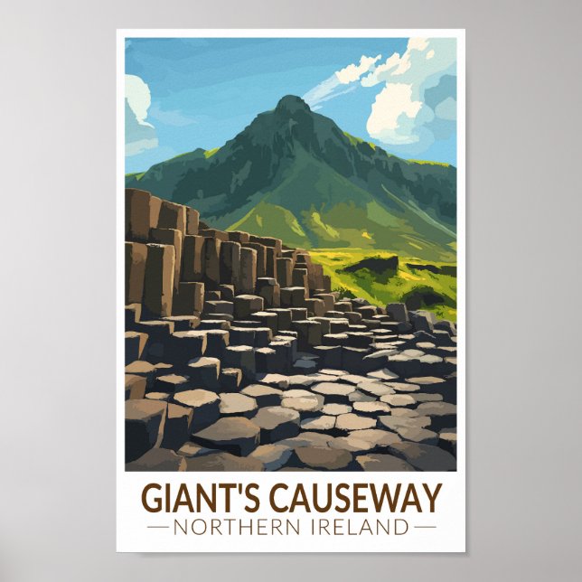 Giant's Causeway Northern Ireland Illustration Poster (Front)