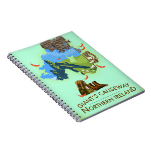 Giants Causeway Northern Ireland Map Travel poster Notebook