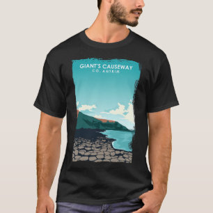 Giant'S Causeway Northern Ireland Retro Travel Pos T-Shirt