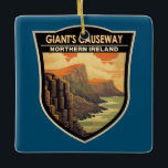 Giants Causeway Northern Ireland Travel Vintage Ceramic Ornament<br><div class="desc">Giants Causeway vector art design. Giants Causeway is an area of about 40, 000 interlocking basalt columns,  the result of an ancient volcanic fissure eruption.</div>