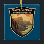 Giants Causeway Northern Ireland Travel Vintage Ceramic Ornament<br><div class="desc">Giants Causeway vector art design. Giants Causeway is an area of about 40, 000 interlocking basalt columns,  the result of an ancient volcanic fissure eruption.</div>