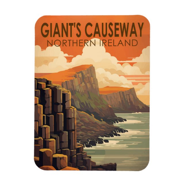 Giants Causeway Northern Ireland Travel Vintage Magnet (Vertical)
