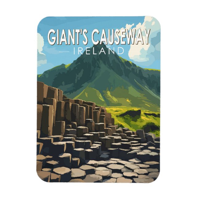 Giant's Causeway Travel Art Vintage Magnet (Vertical)