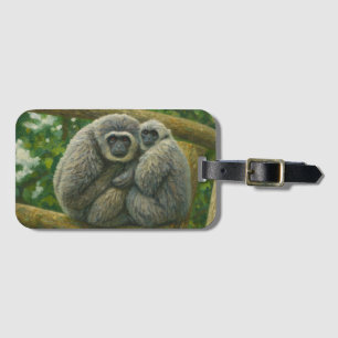 Gibbon Companions – Emotional Wildlife Portrait Luggage Tag