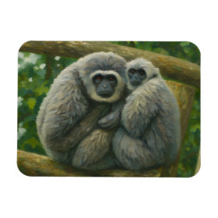 Gibbon Companions – Emotional Wildlife Portrait Magnet