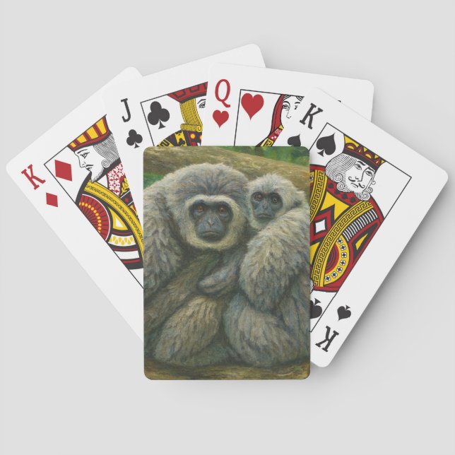 Gibbon Companions – Emotional Wildlife Portrait Playing Cards (Back)