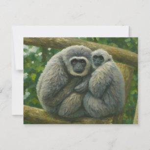 Gibbon Companions – Emotional Wildlife Portrait Postcard