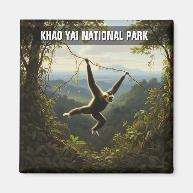 Gibbon in Khao Yai National Park Thailand Magnet (Front)