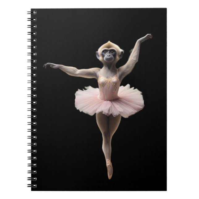 Gibbon Monkey Ballet Dancer In A Tutu, Notebook (Front)