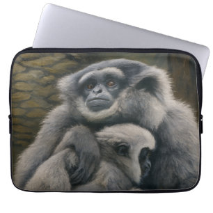 Gibbon Shelter – Emotional Wildlife Portrait Laptop Sleeve