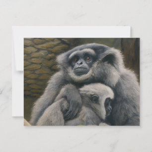 Gibbon Shelter – Emotional Wildlife Portrait Postcard