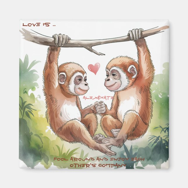 Gibbon Valentines Magnet (Front)