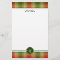 Gibbs Clan Tartan Red and Yellow Plaid Monogram