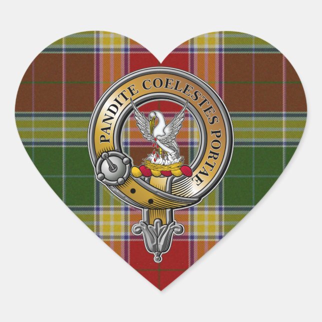Gibbs Gibsone Tartan & Badge Heart Sticker (Front)