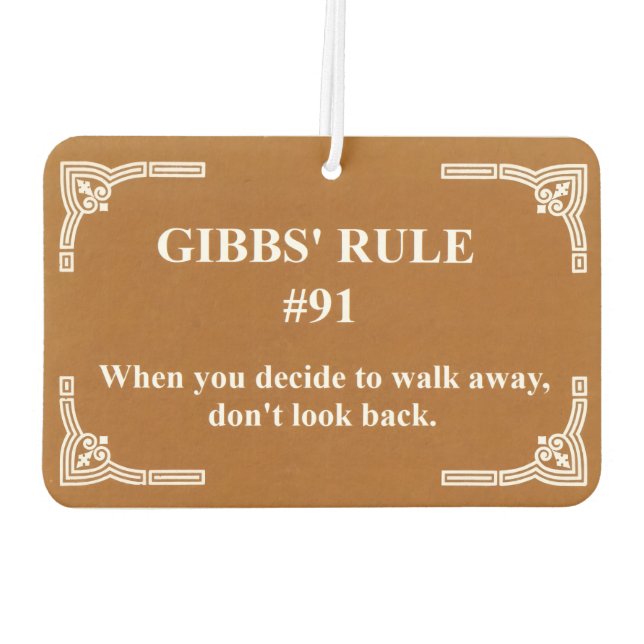 Gibbs' rule 91 car air freshener (Back)