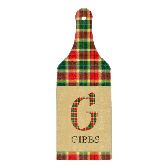 Gibbs Tartan Monogram G  Cutting Board (Front)