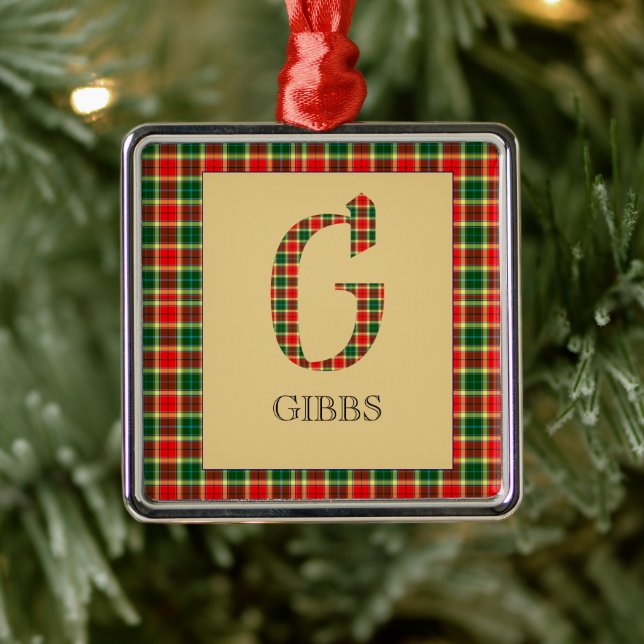Gibbs Tartan Monogram G Metal Tree Decoration (Tree)