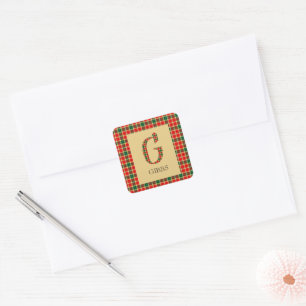 Gibbs Tartan Monogram G   Square Sticker