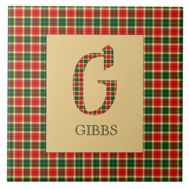 Gibbs Tartan Monogram G  Tile (Front)