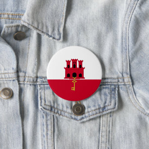Gibraltar flag 7.5 cm round badge