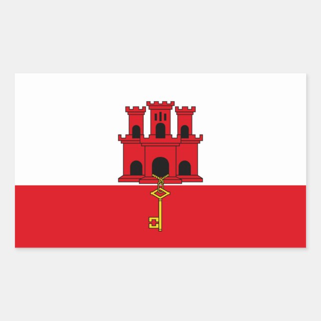 Gibraltar Flag. Britain, British Overseas Rectangular Sticker (Front)