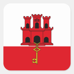 Gibraltar Flag. Britain, British Overseas Square Sticker