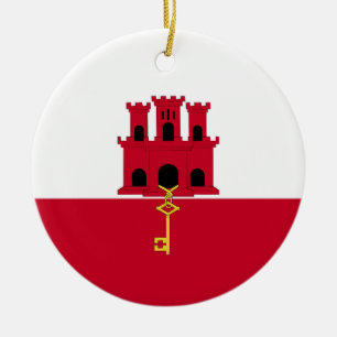 Gibraltar flag ceramic tree decoration