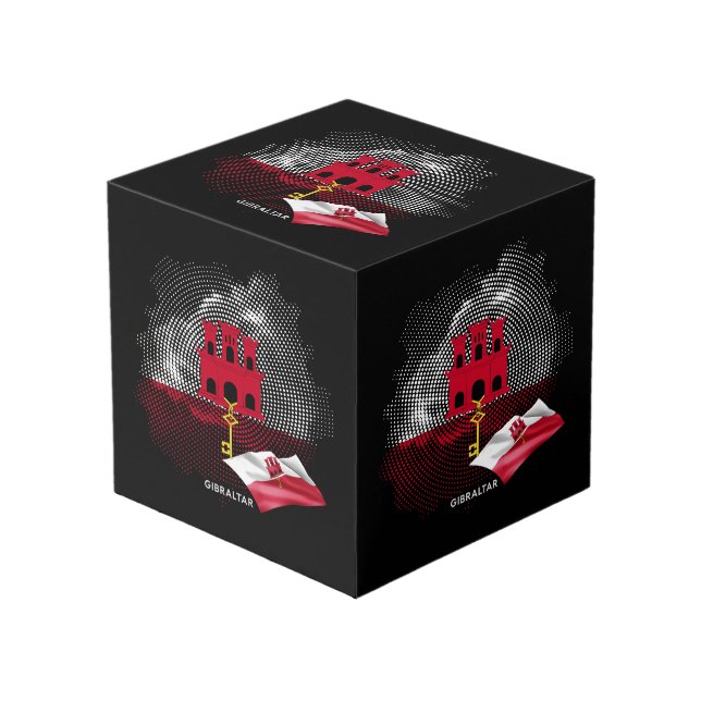 Gibraltar flag cube (Front Angled)