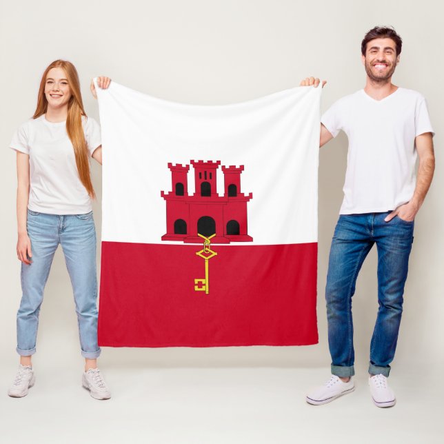 Gibraltar flag fleece blanket (In Situ)
