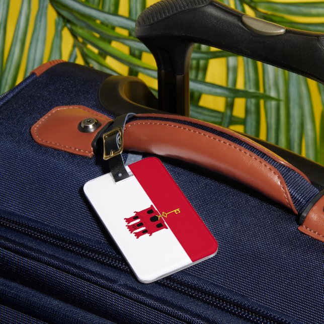 Gibraltar flag luggage tag (Front Insitu 1)