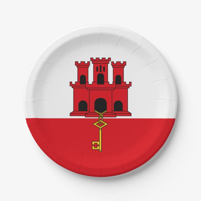 Gibraltar Flag Paper Plate (Front)