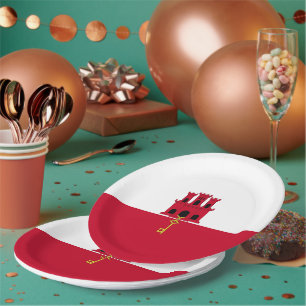 Gibraltar flag paper plate