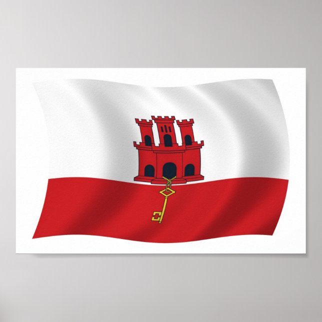 Gibraltar Flag Poster Print (Front)
