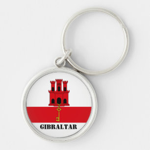 Gibraltar Flag with text Gibraltar Magnet Key Ring