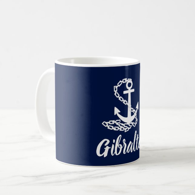 Gibraltar - Maritime Style Blue And White Mug (Front Left)