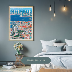 Gibraltar, ville des rochers et des falaises poster