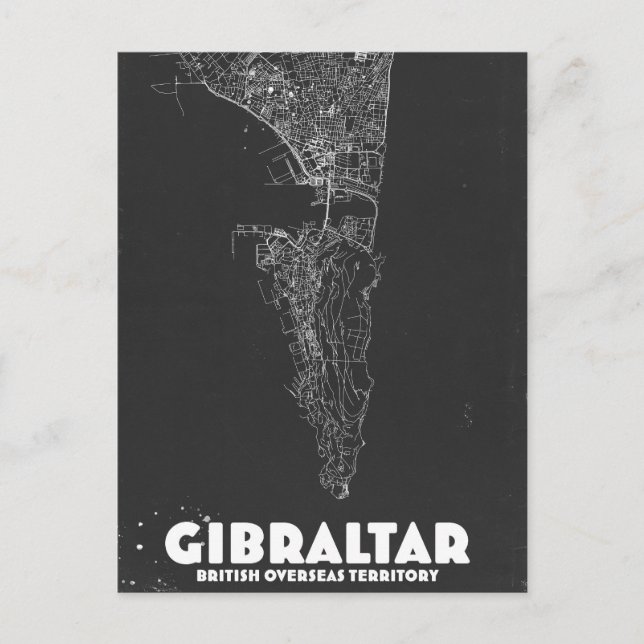Gibraltar Vintage Map Postcard (Front)