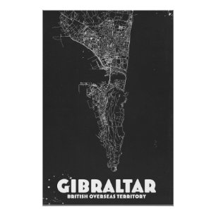 Gibraltar Vintage Map Poster