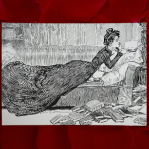 Gibson Girl Reading a Book Postcard