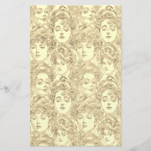 Gibson girl victorian cream elegant stationery