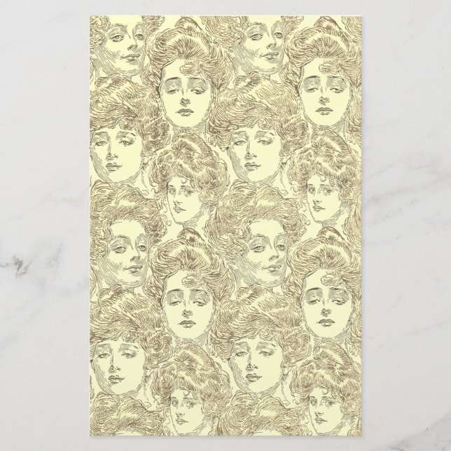 Gibson girl victorian cream elegant  stationery (Front)
