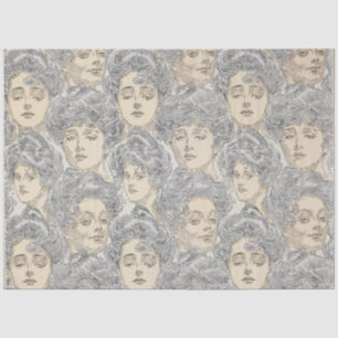 Gibson girl victorian pattern grey and pink tissue paper