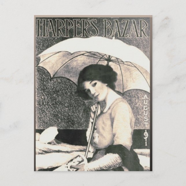 Gibson Girl with Umbrella 1911 Magazine Cover Postcard (Front)