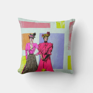 Gibson Girls in a Mondrian Pattern Cushion