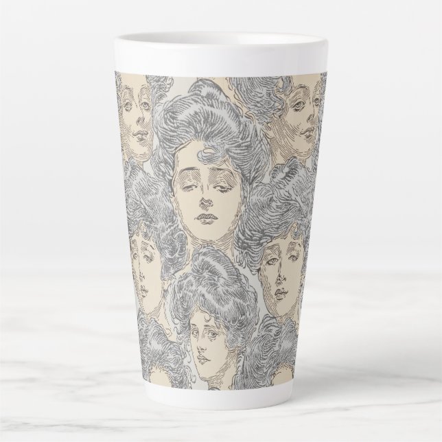 Gibson girls victorian woman grey peach elegant  latte mug (Front)