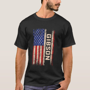 Gibson Last Name Shirt Gibson Name American Flag