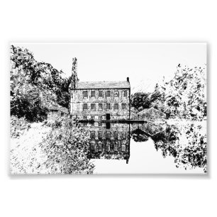 Gibson Mill, Hardcastle Charcoal Artwork Photo Print