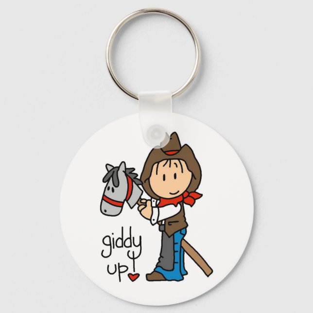 Giddy Up Cowboy Tshirts and Gifts Key Ring (Front)